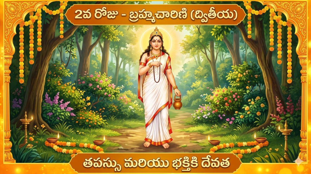 నవరాత్రి 2వ రోజు - బ్రహ్మచారిణీ దేవి: తపస్సు కథ, పూజా విధానం, మంత్రం మరియు నైవేద్యం | Navaratri Day 2 Brahmacharini Story and Mantra