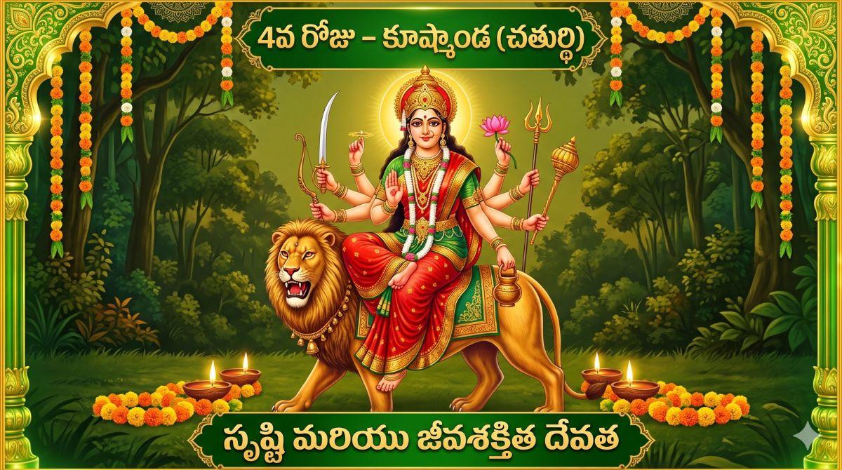 నవరాత్రి 4వ రోజు - కూష్మాండా దేవి: సృష్టి కథ, పూజా విధానం, మంత్రం మరియు నైవేద్యం | Navaratri Day 4 Kushmanda Story and Mantra