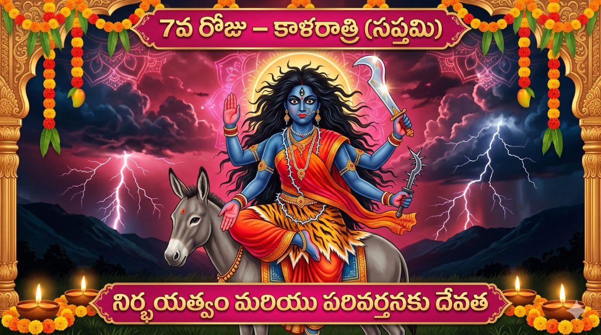నవరాత్రి 7వ రోజు - కాళరాత్రి దేవి: కథ, పూజా విధానం, మంత్రం మరియు నైవేద్యం | Navaratri Day 7 Kalaratri Story and Mantra
